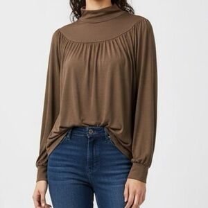 Joe Fresh Olive Green Turtle Neck Blouse Size Medium - NWT